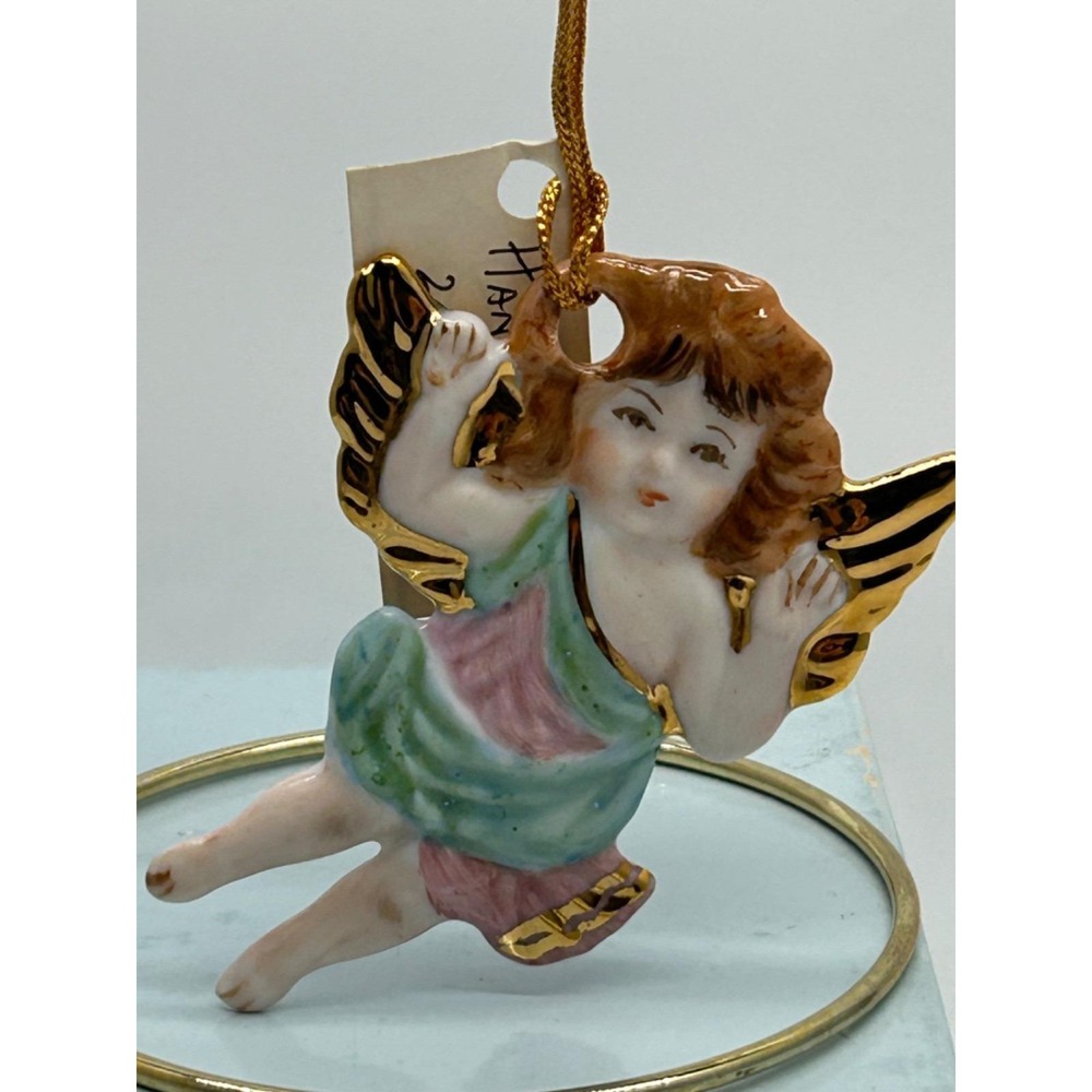 Vintage COULTER'S CHINA 24K Hand Painted Angel Christmas Ornament NOS - Picture 6 of 7